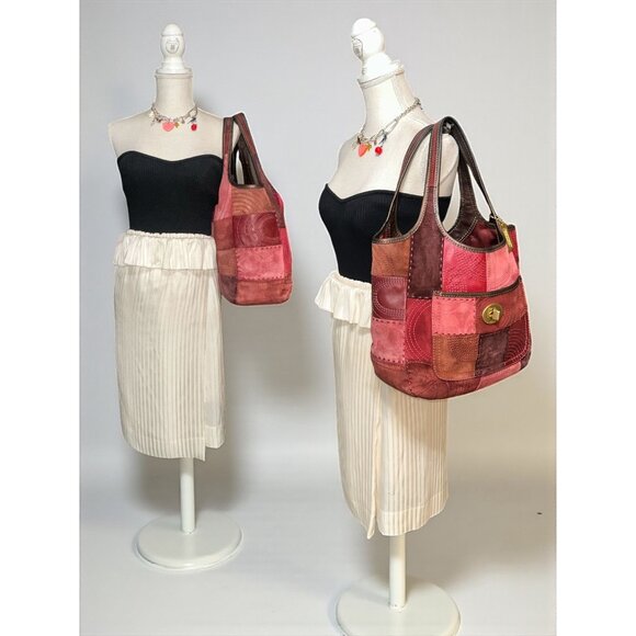 Coach Ergo Pieced Large Bag 11310 Pink Suede Limited Edition Patchwork Hobo +Tag - Picture 2 of 8